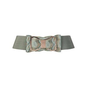 Snake Print Wide Waist Belt With Bow